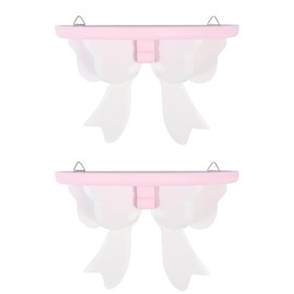 VOSAREA 2pcs Bow tie Rack Wooden Storage Shelf Wall Storage Rack Office Shelves Bookshelf for Kids DIY Floating Shelf Brackets Floating Bookshelves Bowknot Hanging Storage Rack Household