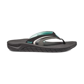 REEF Slap Women's Beach Flip Flop, Arch Support, Durable Outsole, Water Friendly, Black/Black/Aqua, 5