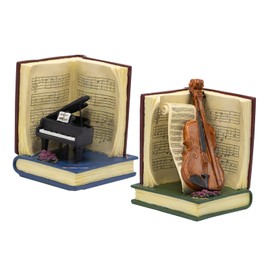 Decorative Violin Piano Bookends,Unique Violin Piano with Musical Notes Vintage Book Ends Luxury Heavy Duty Book Holders Music Lover Bookends for Shelves Home Tabletop Decor