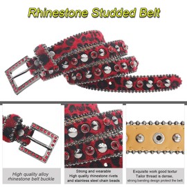 EVERBLTING Rhinestone Belt Women Studded Belts Western Cowboy Cowgirl Belts Goth Belt Bling Belts Women Bling Stylish Belt Cowgirl Belts 95