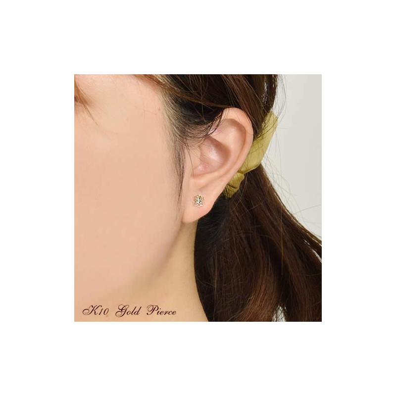 Four Leaf Clover: Ma732 Flower Aquamarine Earrings, March Birthstone, 10k