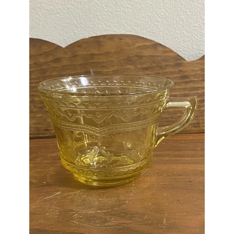 Federal Glass Patrician Spoke Amber Depression Glass Cup and Saucer