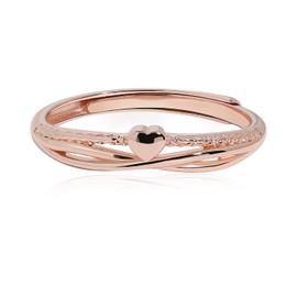 Meissa Verstellbarer Herzring Damen aus 925er Sterling Silber – In Roségold, Silber oder Gold, Romantischer Geschenk-Schmuck, Roségold