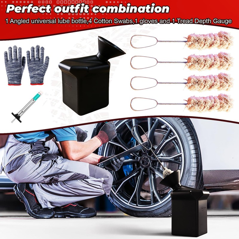 Angled Tire Lube Bucket Kit(Includes 4 Lubricant Brushes),Designed specifically for
