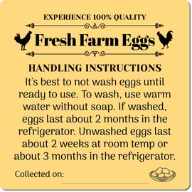 Havongki 200 Pack Premium Fresh Farm Eggs Handling Instructions Stickers Labels Care Accessories | Egg Blank Cartons 4 6 12 15 18 30 48 50 Count Basket Box Container Storing Extra Organizer -M10SS200