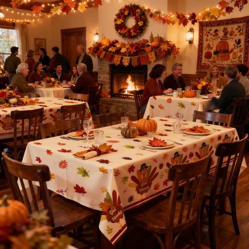 IMISHM Thanksgiving Tablecloth Pack Disposable Plastic Tablecloths for Rectangle Tables