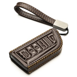 Vitodeco Genuine Leather Smart Key Fob Case with Leather Key Strap Compatible for Acura MDX, Acura RDX 2022-2025, Acura Integra 2023-2025 (5-Button, Brown)