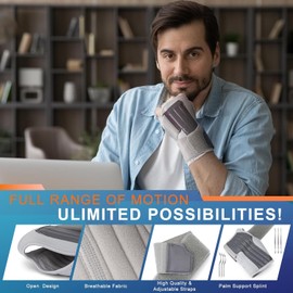 Wrist Brace for Carpal Tunnel, Adjustable Night Wrist Support Brace with Splints Right Hand, Hand Support for Arthritis, Tendonitis, Sprain, Injuries, Wrist Pain, Men Women (Right Hand-Grey)