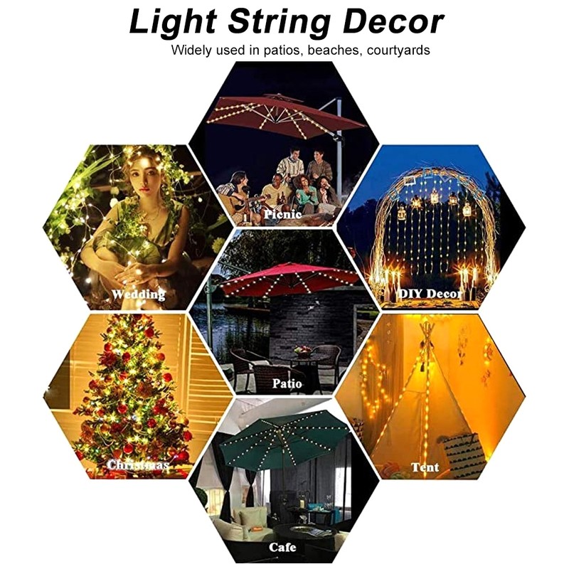 Outdoor Solar Power 120LED Chips Umbrella String Lights for Garden