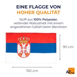 AZ FLAG - Serbian Flag - 150 x 90 cm - Serbian Flag 90 x 150 cm Fine Polyester - Flags