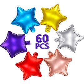 YTUCAS60 Pieces Star-Shaped Balloons 10 Inch Colorful Star Balloons Star Mylar Foil Balloons Aluminum Foil Balloons for Baby Shower Gender Reveal Wedding Prom Engagement (Six Colors)