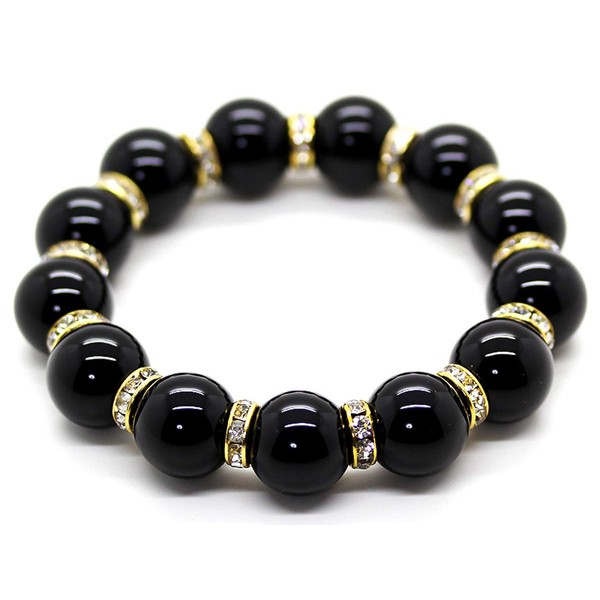 Stone Glow and AAAA Finest Natural Stone Onyx 16 mm Prayer Beads Bracelet Natural Stone [B103]