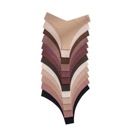 OYOANGLE Women's 12 Pack Seamless Briefs Panties Set Low Rise No Show Panty Soft Comfort Underwear Multicolor Large