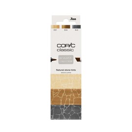 Copic Classic Designer Collection Set Natural Stone Tints, Marker Set with 3 Sand and Grey Tones, Twin Marker with a Wide and a Fine Tip