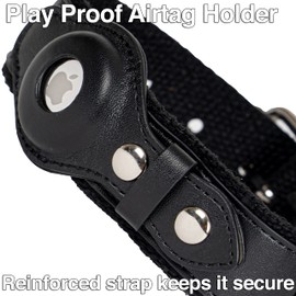 Safe Paws Airtag Dog Collar Holder - Our Adjustable Air Tag Dog Collar Holder Fits Small Medium and Large Dogs - Use our Elegant PU Leather Dog Airtag Collar to Quickly Locate your Dog (Medium, Black)