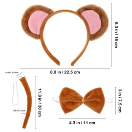 MAGICLULU 1 Set Monkey Ear Headwear Monkey Ears Tail Bow Ties Set for Cosplay