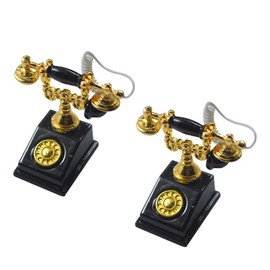 Garneck 2pcs Miniature Simulated Telephone Model Retro Rotary Dialing Telephone Old Fashion Antique Landline Phone Dollhouse Phone for Artificial House Living Room Scene