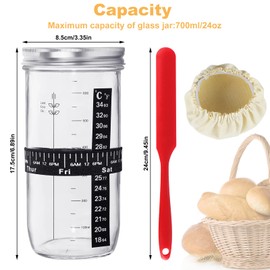 Viceda Sourdough Starter Kit, Sourdough Starter Container with Spatula, Baker Sourdough Bread Baking Tools with Scale Temperature Measuring Paper, Date Marked Feeding Band, Cloth Cover