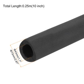QUARKZMAN Pipe Insulation Foam 43 mm ID 73 mm OD 0.25 m Long Non-Slip Foam Hose for Grip Support Cover Bicycle Grips Pipe Insulation Handlebar Grips Heating, Black