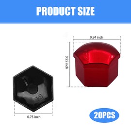 GRANDI 20 PCS Wheel Nut Cover, Rust-proof Dust-proof Hexagonal Nut Caps with Removal Tool, Thickened Plastic Automotive Exterior Accessories, Universal for Most Cars Trucks Suvs (Red # 19 mm)