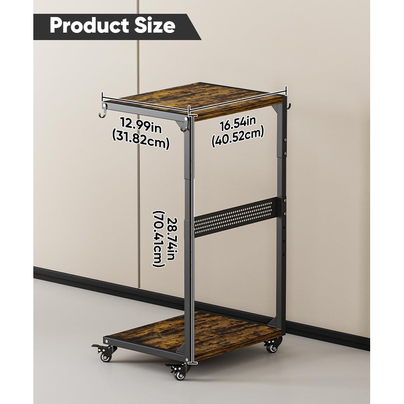 Ansionsol Computer Tower Stand, 2-Tier Metal CPU Holder Stand with