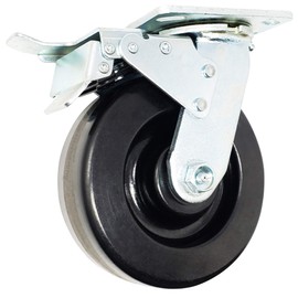 ICON Caster Wheels 6" x 2" PHN Heavy Duty Industrial Casters, Top Plate 4" x 4.5", Black, 4 Swivel w/Total Lock Brake Casters, Non-Marking Phenolic Wheel, Load Capacity 4800 lbs. per Set (4-Pack)