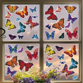 Iconikal 100-Count Static Cling Vinyl Window Decorations, Butterflies (5 Sheets of 20)