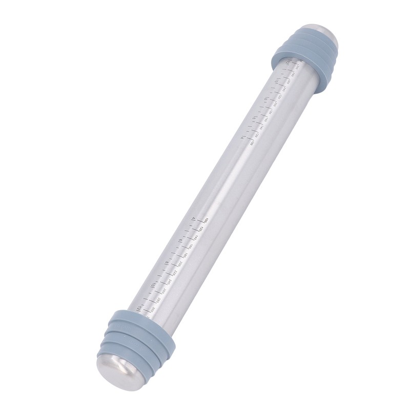 Rolling Pin Dough Roller Stainless Steel with 4 Silicone Guide