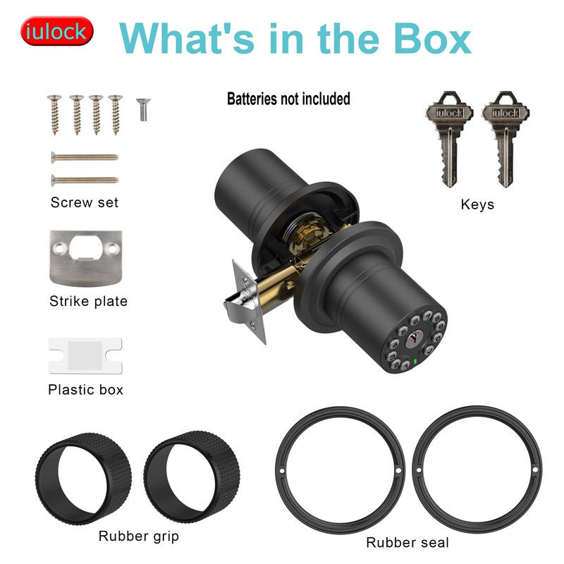 iulock Smart Door Knob with Keypad and Key,Keyless Entry Door