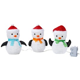 Mini Set of 3 LED Penguins Christmas Decorations 20 cm High with 45 Integrated Cold White LEDs Foldable for Indoor and Outdoor Garden Decoration Winter Decoration