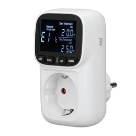 Digital Thermostat Output Backlit Display Plug-in Temperature Controller Heating Cooling Control Socket for Greenhouse Reptile Terrarium Home