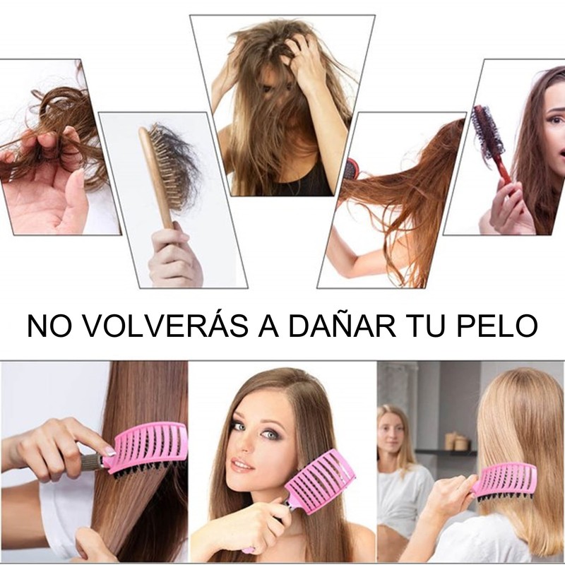 Hair Brush + 5 Scrunchies - Anti Pull - Massage
