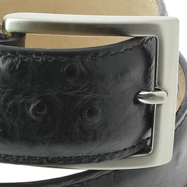 Leather belt black imprint ostrich Ostrich - Black - Robert Charles