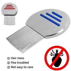 Lice Nit Comb Get Down Stainless Steel Metal Tooth Head Long Teeth/Professional Stainless Steel Nit Comb for Head Lice Treatment,Reusable,Removes Louse Nits (Pack of 2)