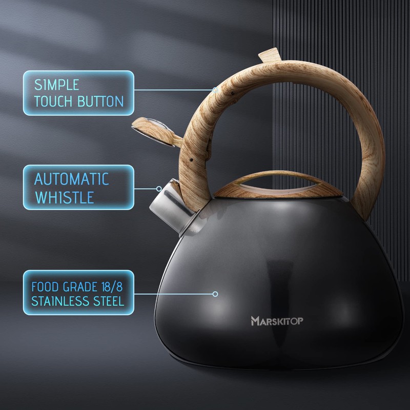 MARSKITOP Whistling Tea Kettle for Stove Top, Food Grade Stainless