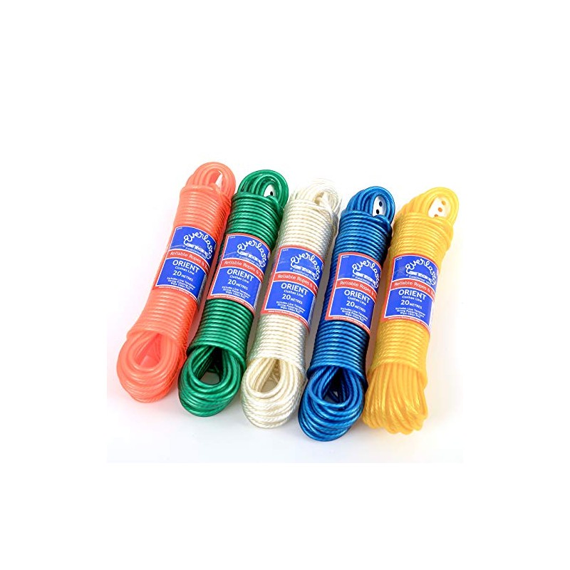 5 Pack - Quality Everlasto 15m 'Orient' Clothes/Washing Line 4.8mm