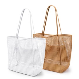 KALIDI Reusable Grocery bag, 2 Packs Large Tote Bag 15"X16" Durable Mesh Foldable Daily Utility Shopping Laundry BAG