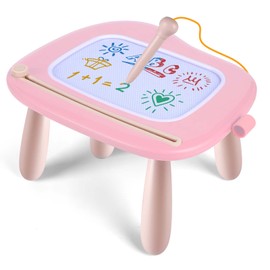 Smasiagon Large Magnetic Magic Drawing Board with Stand, Colourful Erasable Desk for Kids Ages 1, 2, 3, as a Christmas or Birthday Gift, Pink