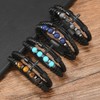 FYNSBLE Black Cross Bracelet for Men, Lapis Lazuli Beaded Leather
