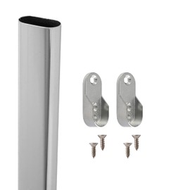 EAI Polished Chrome Wardrobe Rail Oval Kit for Clothes Hanging (30x600mm)