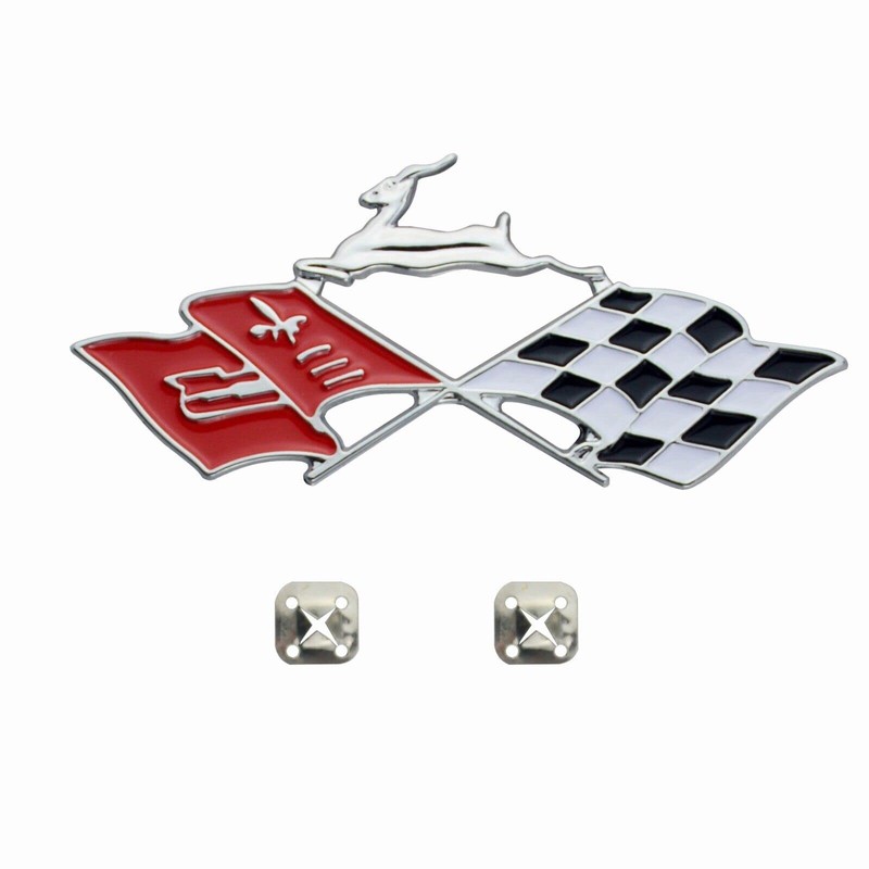 2Pc 1961 Impala Die Cast Rear Quarter Panel Emblem Crossed