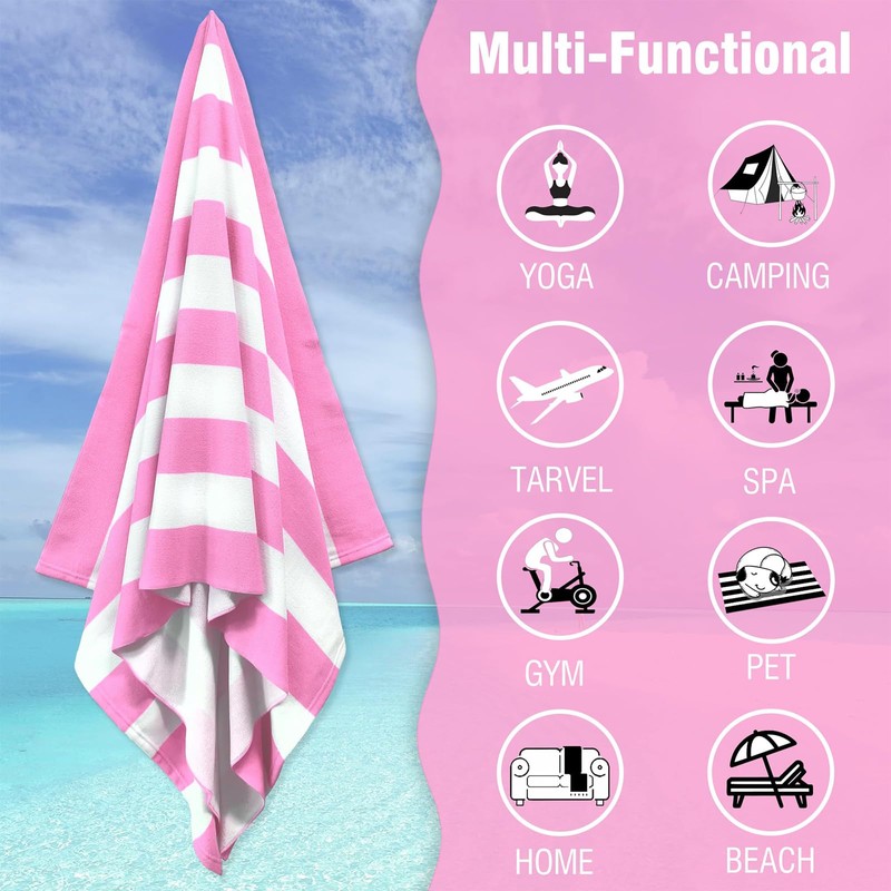 BonGu 2 Pack Beach Towel Set 180x80cm & 60x38cm Microfiber