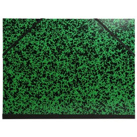 Exacompta - Ref 541100E - Annonay Portfolio with Elastic Strap Closure - A4 (210 x 297mm) in Size, For Safely Transporting Artworks & Documents, Marbled Effect Cover - Green