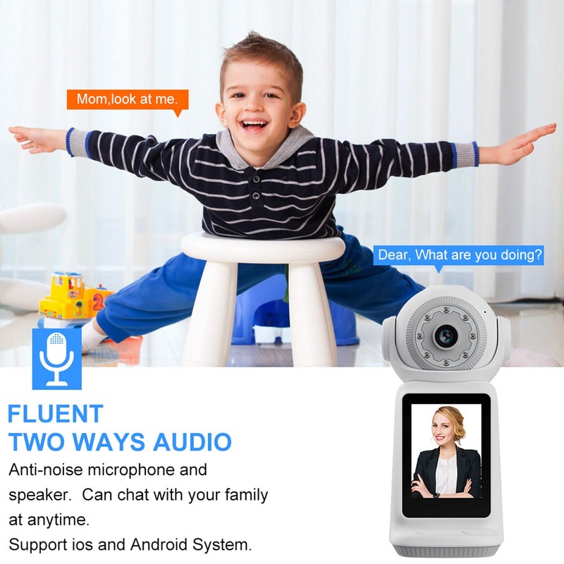 Video Camera Indoor 2 Way Wireless WiFi Camera, 360° Pet