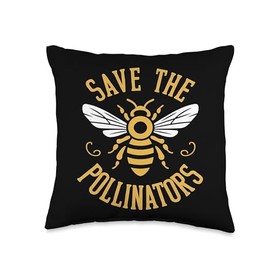 Bee Pollinator Garden Wildlife Flowers Bee Throw Pillow