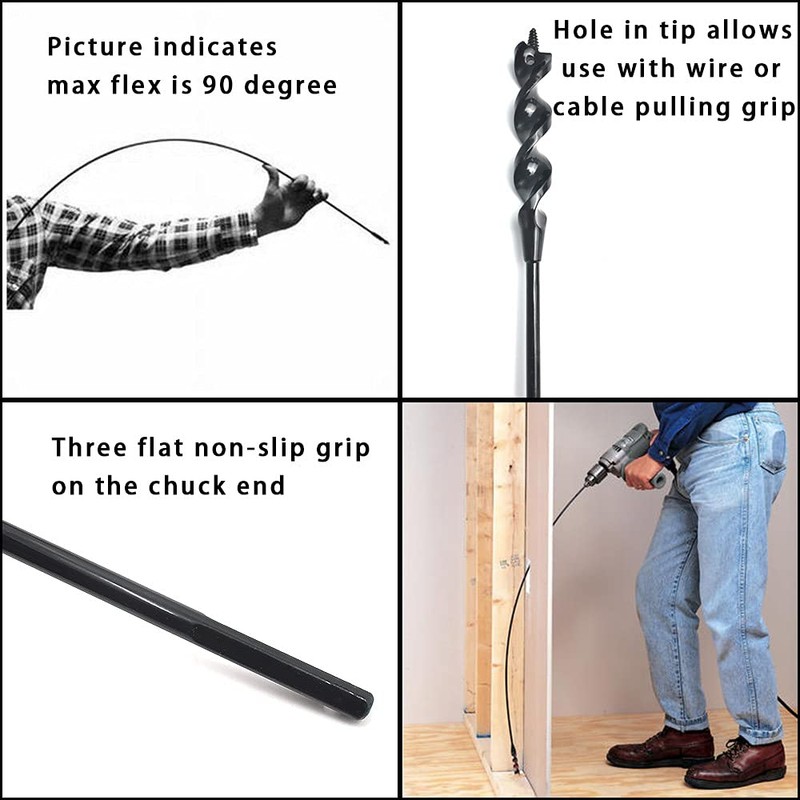 HANSHAN Flexible Installer Drill Bit Fish Bit for Pulling Wire