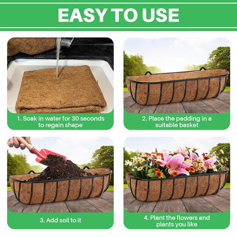 WenYa 2Pcs Hanging Basket Liner, 24 Inch Pre-formed Molded Coco