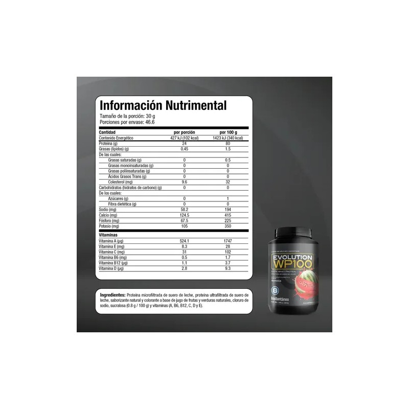 Proteína Whey WP100 Evolution Nutraceutical 1400g Sabor Sandía