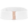 cobee Women Elastic Wide Belt,Waist Belt with Flat Buckle(White)