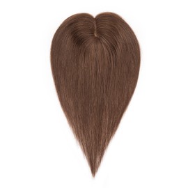 S-noilite Real Human Hair Toppers, 100% Remy Human Hair Toppers for Women,Hair Toppers for Women No Bangs,3.1″*3.4″Silk Base 150% Density 11" Natural Chestnut Brown